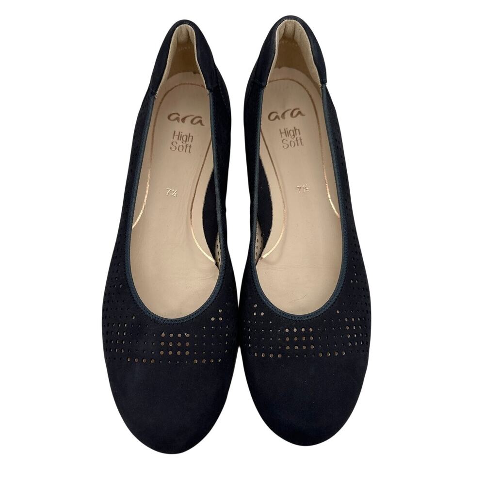 Ara Sarah Perforated Ballet Flats Comfort Shoes Black Size UK 7.5 US 10 Like New